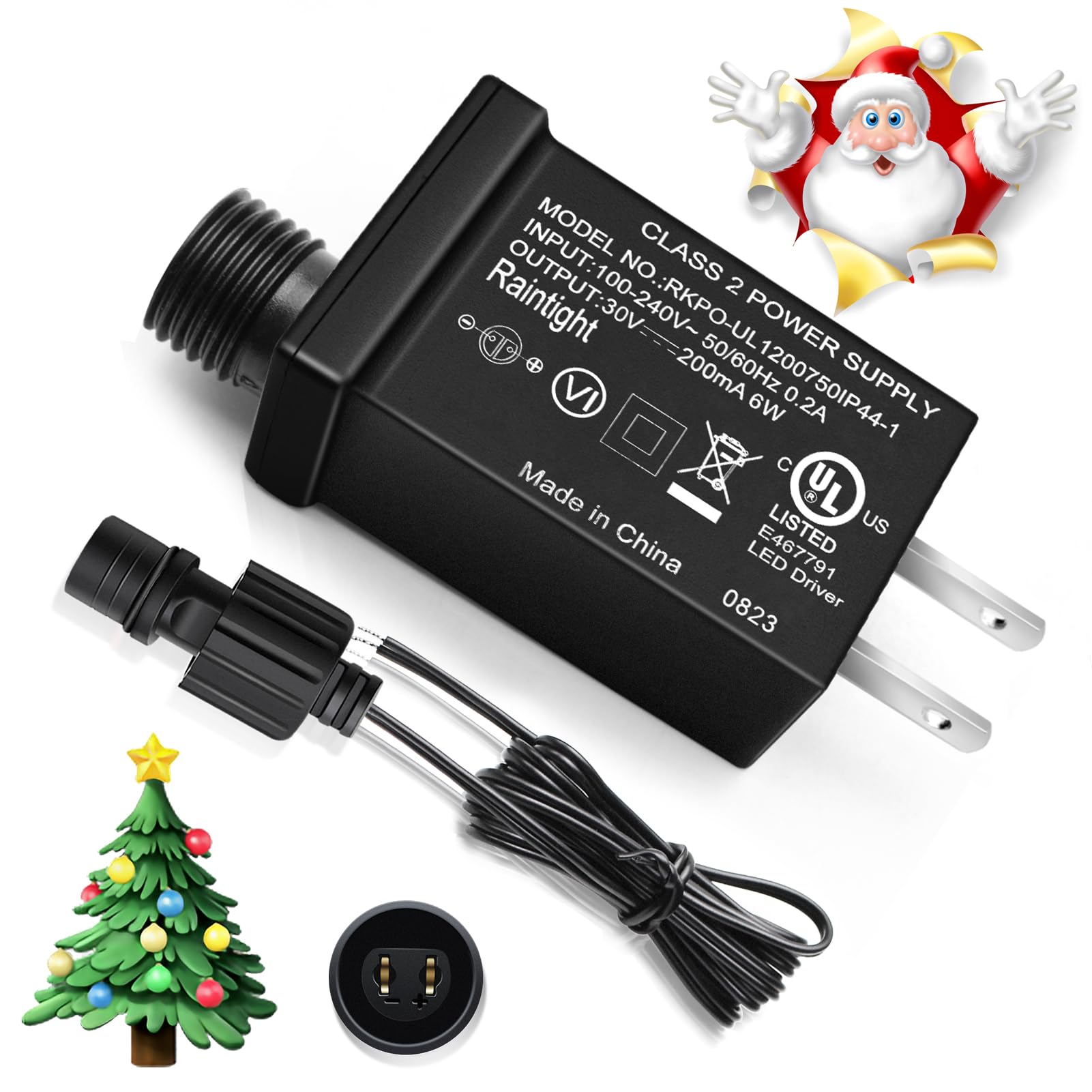 Photo 1 of 30V Class 2 Power Supply, US Plug UL Certified IP44 Waterproof Low Voltage Transformer for 6W Christmas Light, String Light Indoor Outdoor Use, Lawn Lamp