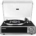 QLEARSOUL ONE-Q Vinyl Record Player (Black), All-in-one HiFi Turntables with Built in Speakers, Bluetooth 5.4, Phono Preamp, Magnetic Cartridge AT-3600L, 33/45 RPM Two Speed, Aux-in, Auto Off