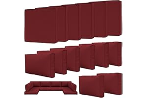 Tounosnt 14 Pcs Outdoor Patio Cushion Covers, Replaceable Waterproof Furniture Covers, Outdoor Non-Slip Covers with Zippers, Couch 3 Sizes, Covers Only (Burgundy)