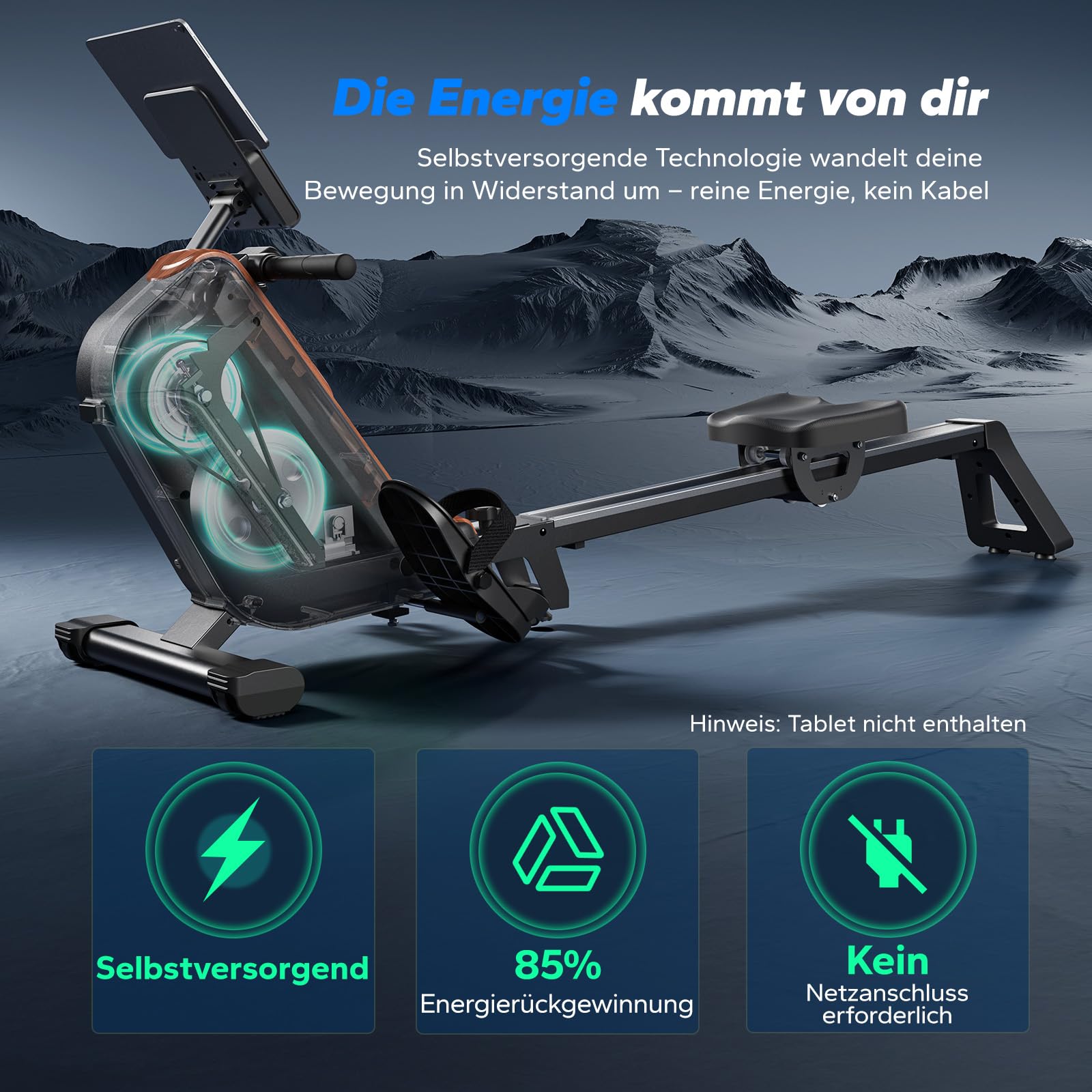 MERACH Rudergerät für Zuhause Klappbar, Aufgerüstetes Selbstversorgendes, Leises Magnet Rudermaschine, Verbesserte & Verlängerte Führungsschienen Sorgen für Mehr Bewegungsfreiheit(R15B4) 2