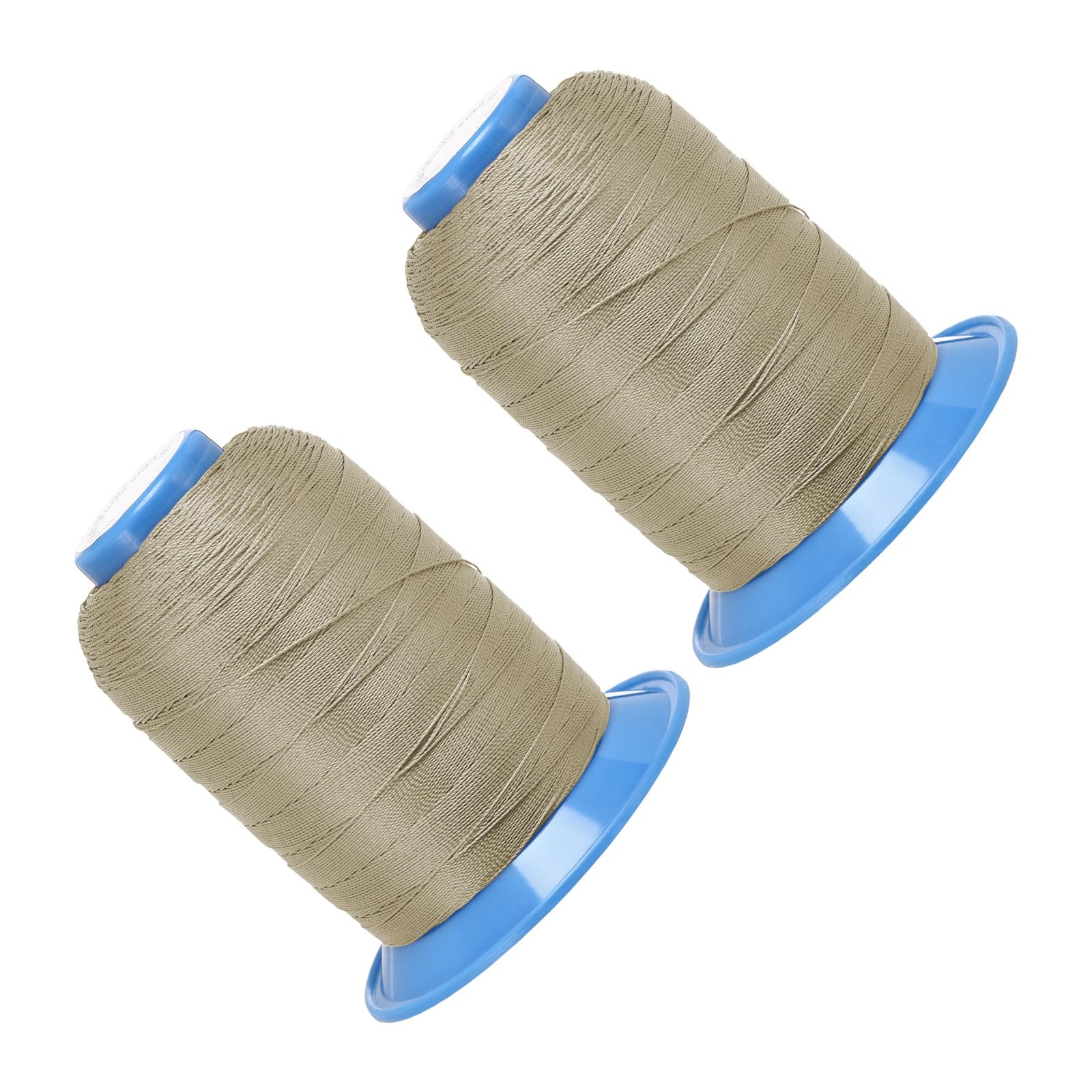 Kozelo 2pcs Polyester Sewing Thread -[0.45mm (420D/3) x 610 Yards] Extra Long Bonded All-Purpose Sewing Thread for Hand Stitching Sewing Machine Use|Polyester, Khaki