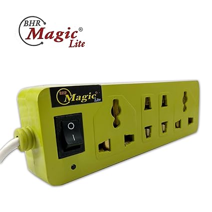 BHR MAGIC LITE Extension Cord Small Bar Shaped Power-Strip 4 Sockets + 1 Switch Rocker Power-Strip Extension Board,Extension Cord