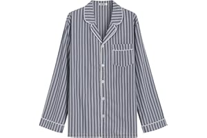 Latuza Men's Button Up Pajama Shirt Cotton Long Sleeve Sleep Shirt