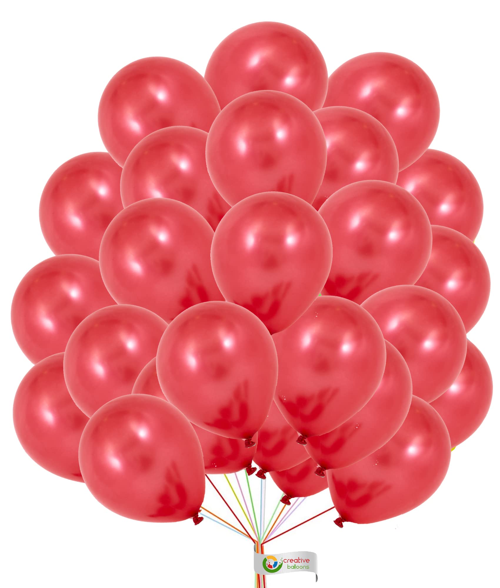 12 Inch Latex Balloon Metallic Pearl Red Colour Pack of 50 For Valentine Day Decorations Wedding Anniversary Baby Shower Birthday Supplies Romantic Party Balloons.