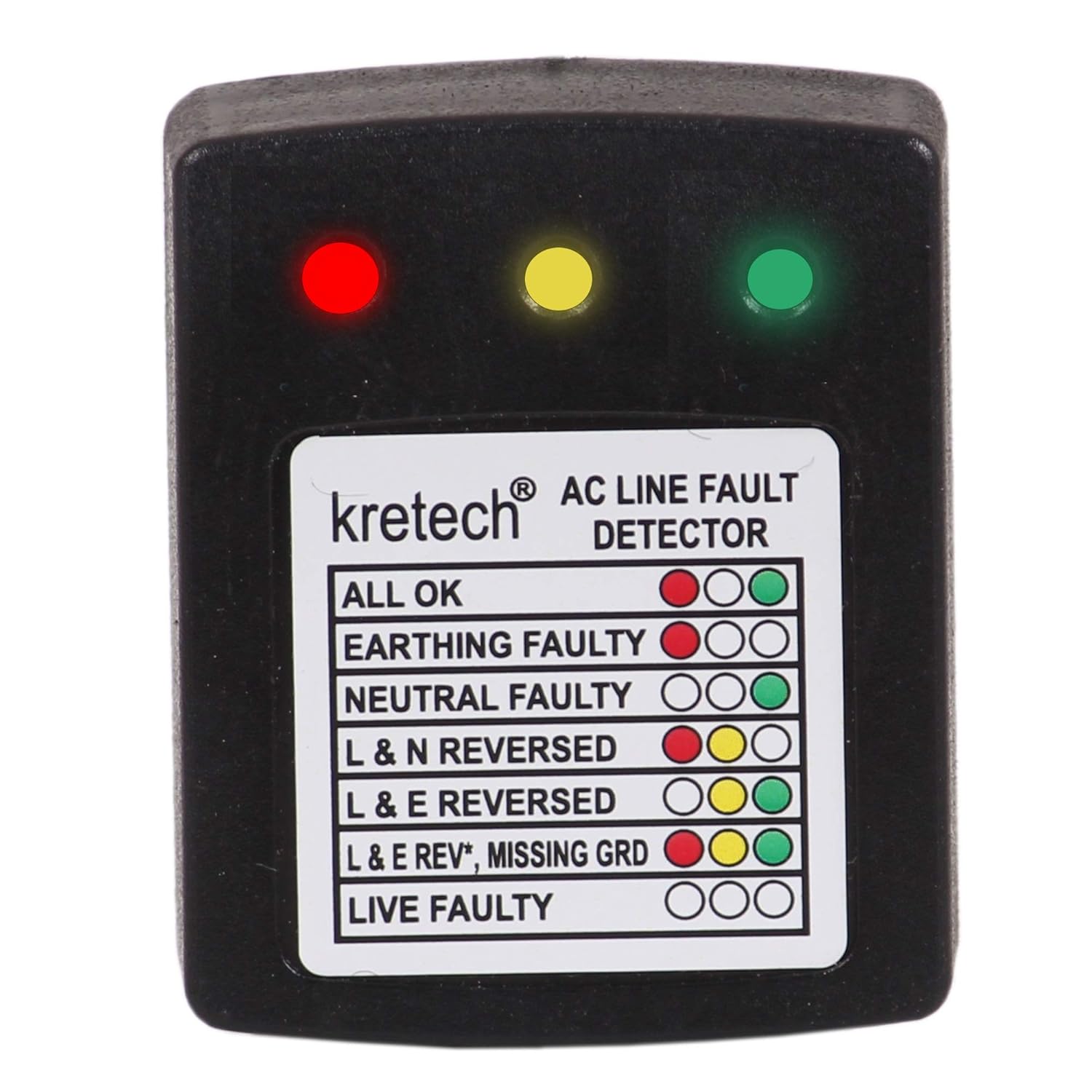 Kretech AC LINE Fault Detector, for Home, Office and Industries Wiring