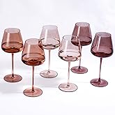 JOVGANK Venus Wine Glasses Set of 6, Hand Blown Amber Wine Glass 18oz, Lead-Free Premium Crystal Glass, Long Stem Brown and Thanksgiving Wine Glasses, Valentine's Day and New Year Gifts