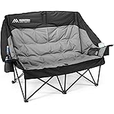 Huskfirm High Back Double Camping Chair 2 Person Camping Chair Low Seat Loveseat Camping Chair Fully Padded Oversized Camping Couch for Adults - Supports 650 LBS with Cup Holders Carry Bag