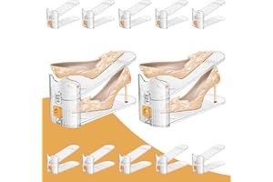 FENRUNXU Shoe Slots Organizer for Closet, Shoe Stacker Organizer Double Layer Stack Shoe Rack, Shoe Display Shelf 50% Space Saver Storage Holder for Closet, 12PACK