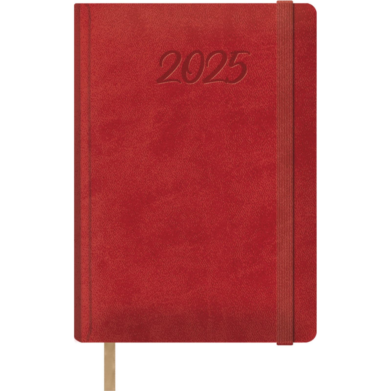 Dohe - 2025 Diary - Day by Page, A5 Size (15 x 21 cm), 12 Months January to December, Leatherette Hardcover, Planner in Spanish, Office Supplies - SAMBA Red
