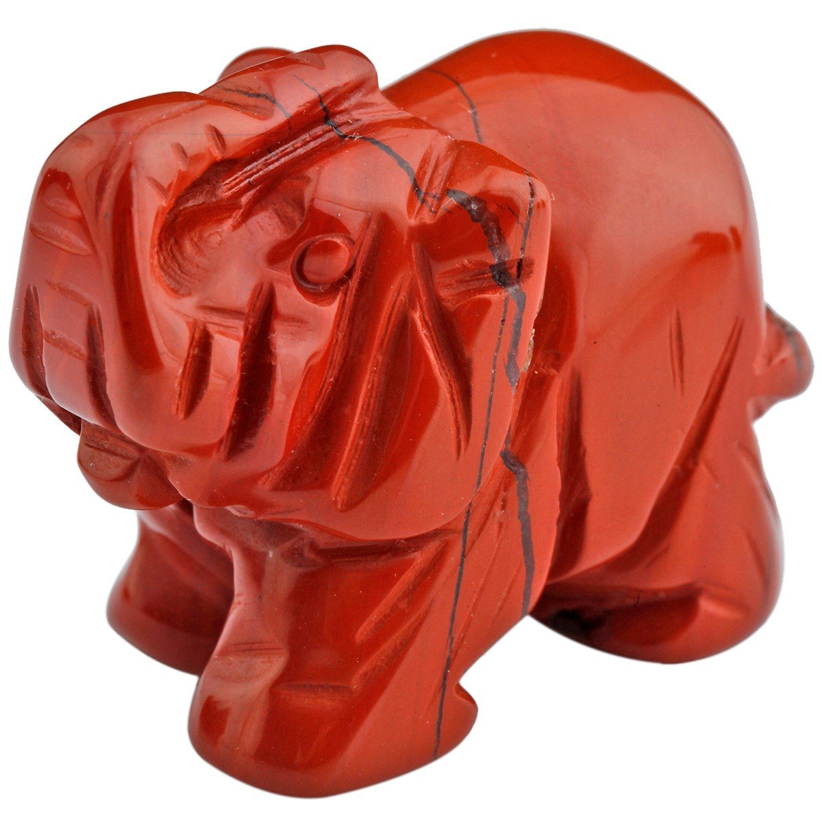 mookaitedecor Natural Stripes Red Jasper Elephant Ornament Figurine,Healing Crystal Energy Gemstone Reiki Statue Home Decor,1.5 Inches