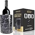 Homeries Marble Wine Chiller Bucket - Wine & Champagne Cooler for Parties, Dinner – Keep Wine & Beverages Cold, Wine Chillers for Bottles – Holds Any 750ml Bottle - Gift for Wine Enthusiasts - (Grey)