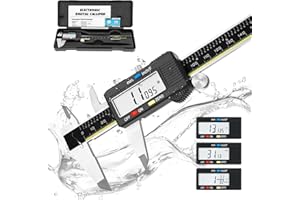 VIZBRITE Digital Caliper, Caliper Measuring Tool, 6 Inch Vernier Caliper Micrometer Waterproof with Stainless Steel, Electronic Large LCD Screen, Auto - Off, Fast Switch Inch Metric Fraction