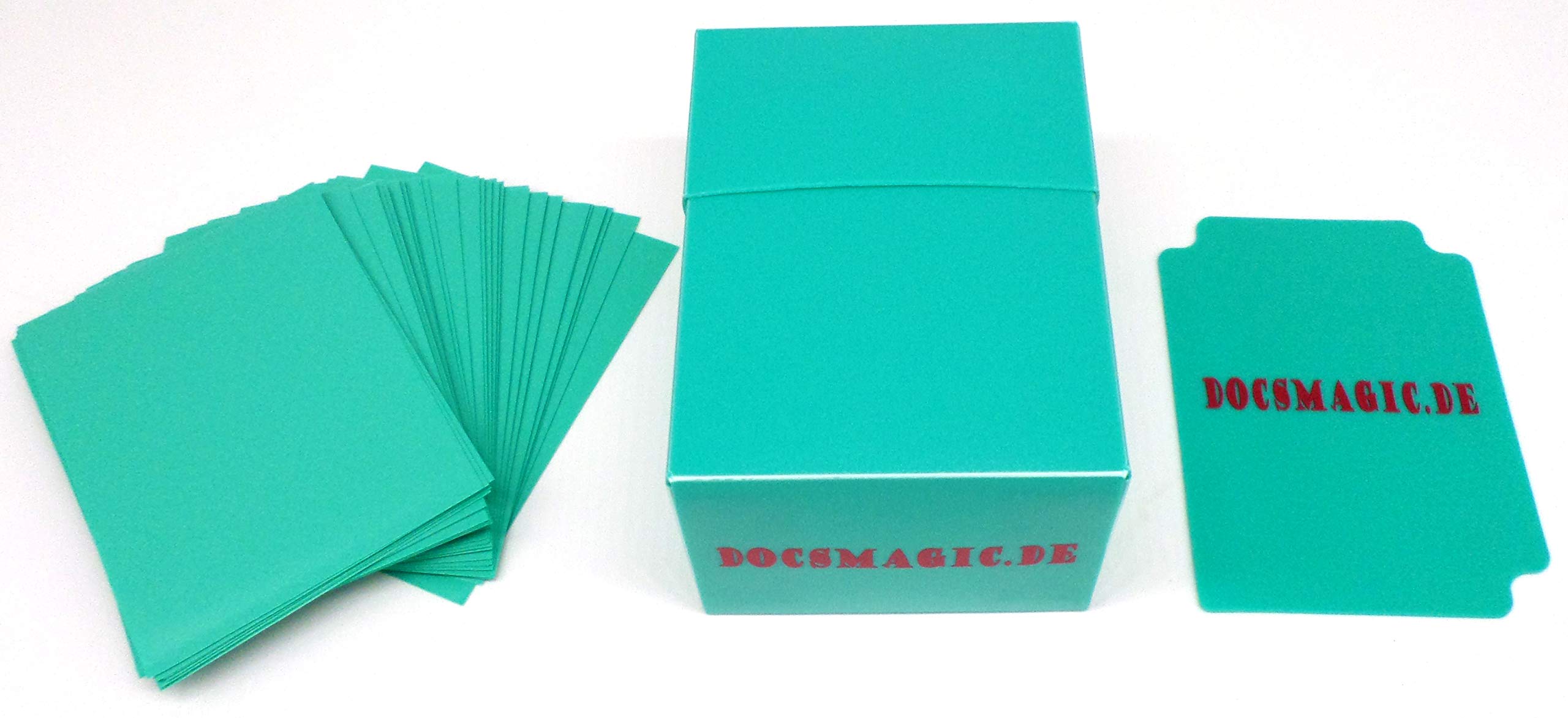 docsmagic.de Deck Box Full + 60 Double Mat Mint Sleeves Small Size - & Aqua - YGO