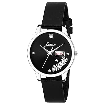 Jainx Day and Date Black Analog Watch for Women & Girls - JW602