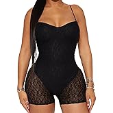 FEORJGP Womens Lace Floral Jumpsuits Sleeveless Lace Patchwork Backless Bodysuits Playsuit Party Clubwear Rompers Overalls
