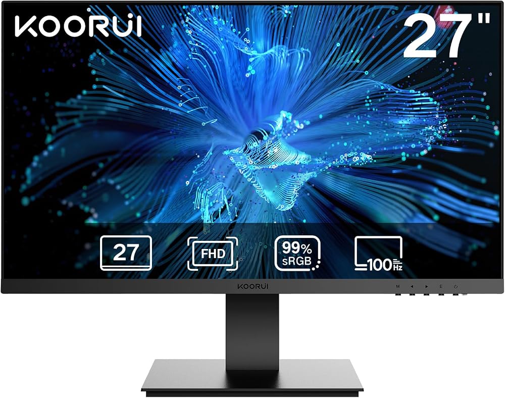 KOORUI 27 Inch FHD 1080P 100Hz VA Gaming Monitor 99% sRGB HDMI VGA Eye Care
