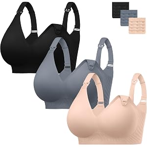 habibee 3 Pack Nursing Bras for Breastfeeding Women Plus Size Seamless Maternity Bra for Pregnancy with Extenders