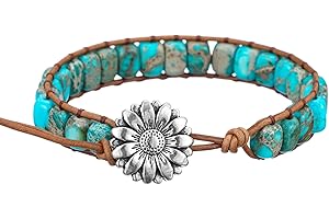 Plumiss Women Boho Handmade Natural Stone Crystal Leather Bead Wrap Bracelets Collection