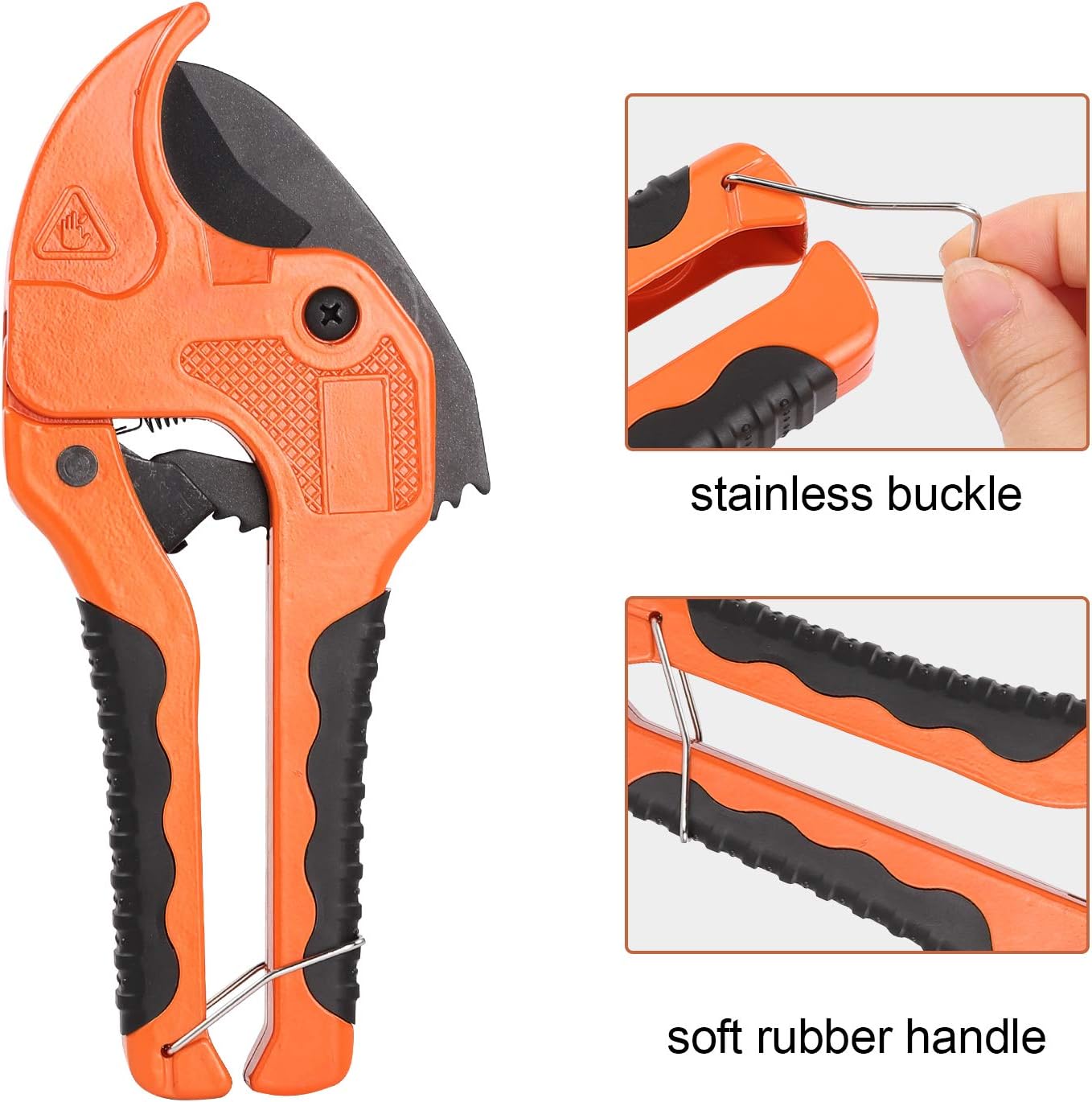 Ratchet Tube Cutter for CPVC PEX PPR Plastic Pipe Fast Pipe Cutting Tool One-Hand PVC Pipe Cutter, with Ratcheting Drive Cuts up to 1-1/4 in. ID - - 