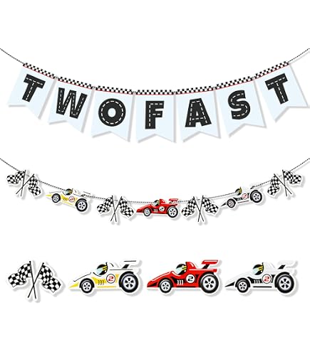 thumbnail image 2 of Racing Themed Happy Birthday Banner - 40 Inch, 2-Piece, For Car Fan Party Decorations 2 of 10
