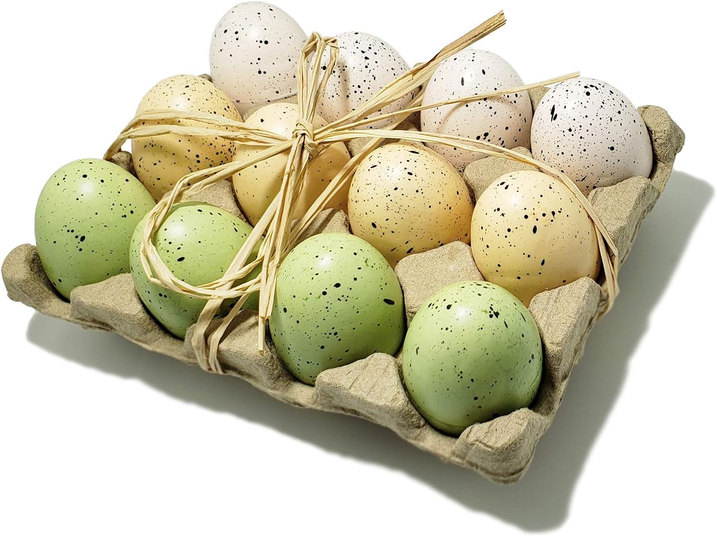 WsCrafts 12 Pcs Natural Speckled Foam Easter Eggs in Crate - Easter Eggs Decorative - Easter Ornaments(60mm)