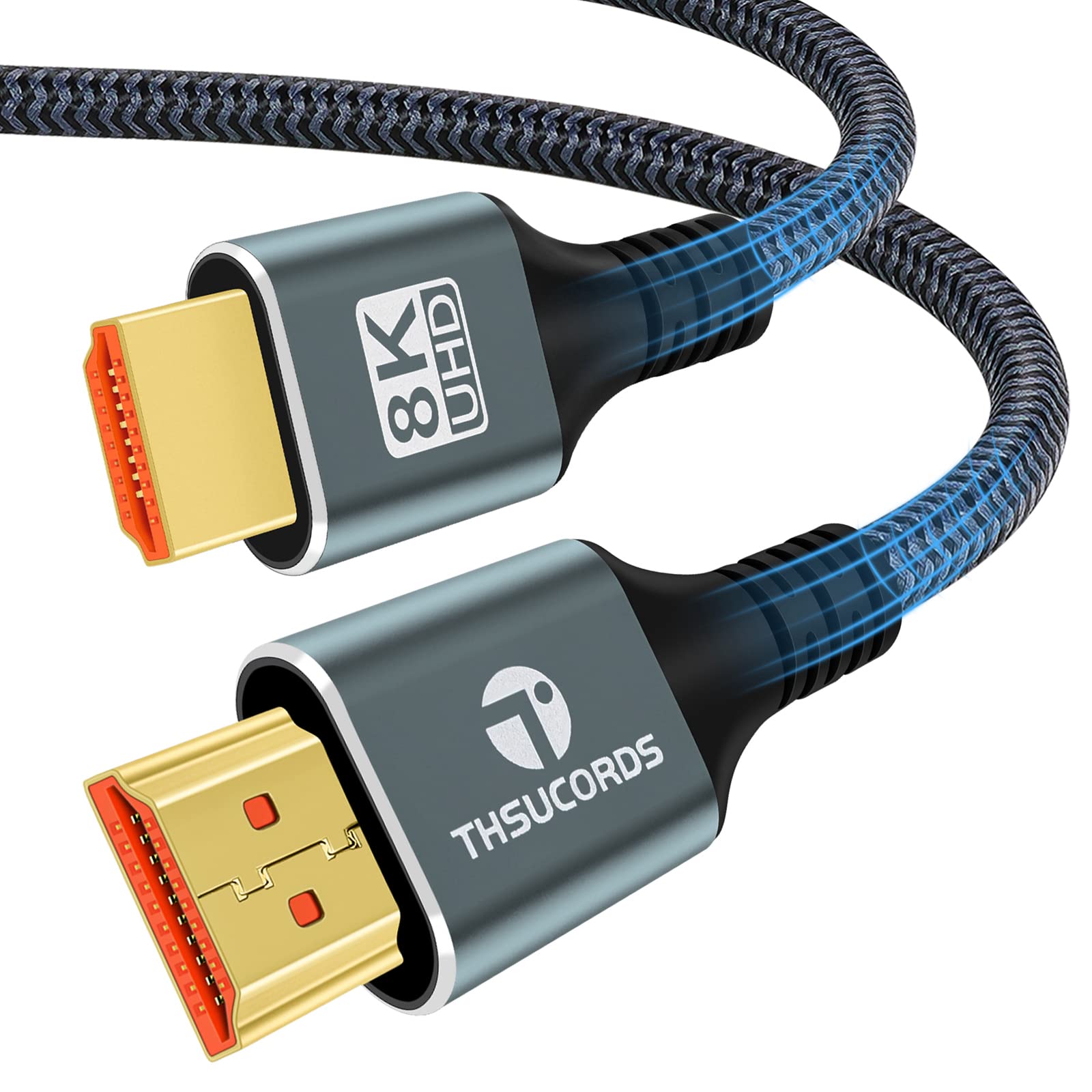 Thsucords 8K HDMI Cable 2.1 5M, High Speed Braided HDMI to HDMI Cord Supports 8K@60Hz, 4K@120Hz 144Hz 48Gbps Compatible with Roku TV/PS5/HDTV/Blu-ray
