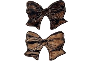 CLOVER INTER 2pc Bow Tiger Patch Iron on Patches Embroidered Badge Saw On for Jeans, Clothing, Bags, Jackets, Caps