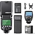 Godox V860II-S TTL Flash with Xpro S Wireless Flash Trigger for Sony High-Speed-Sync Speedlite Light 2.4g Wireless X System 1/8000s Gn60 650 Full Power 2000aah Li-Ion Battery