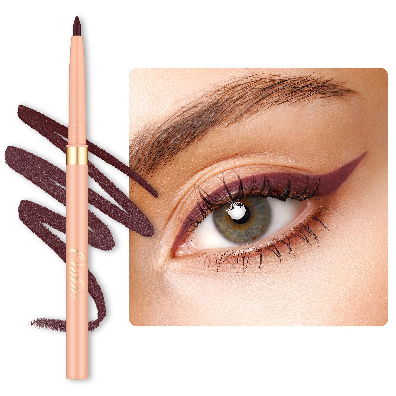 OULAC Matte Brownish Purple Eye Liner & Lip Liner 2 in 1, Waterproof, Smudge-proof Retractable Eyeliner Pencils Lasts 24H+, Highly Pigmented and Smooth, Vegan (LL07) Heartfelt