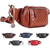 Vilenca Holland Genuine Leather Waist Bag Unisex, Waist Bag for Travel Trendy Casual Travelling Essentials Kept Bag Stylish, Durable, and Secure Travel Companion(VL-094-COGNAC)