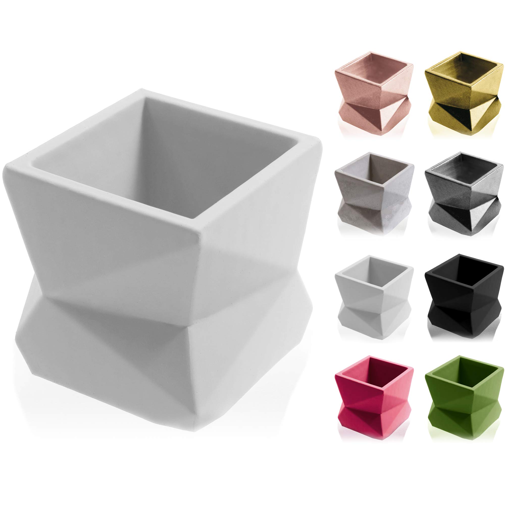 CONCRETTE Flower Pot, Matte White, 9x9x9 cm