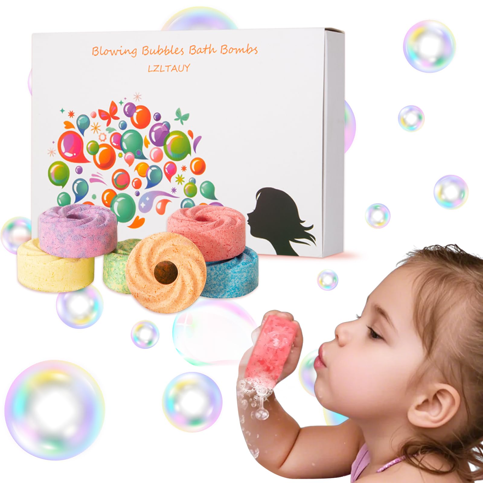 View 1 of ***Missing 1 *** LZLTAUY Bubble Bath Bombs for Kids, 6-Pack Natural, Organic Kids Bath Bombs with Essential Oils for Sensitive Skin, Bubble Play for Boys & Girls, Stress Relief Self Care Kit, Home SPA Gift Set