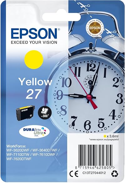 Epson 27 Yellow Ink Cartridge T2704 DuraBrite Ultra Alarm Clock IND Yellow