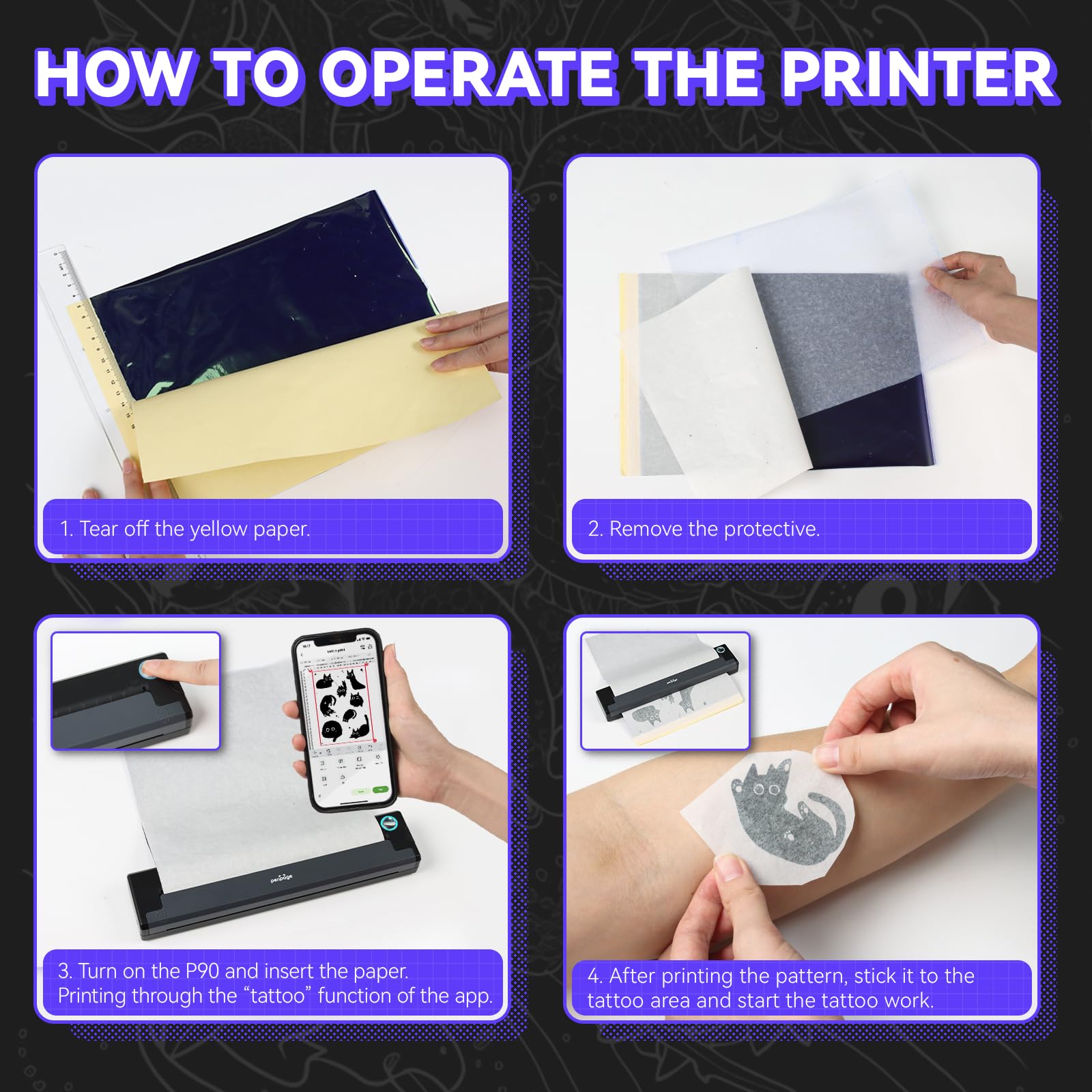 Wireless Tattoo Stencil Printer - Professional & Beginner Friendly, Bluetooth & USB Connectivity, 5pcs Free Stencil Paper Included