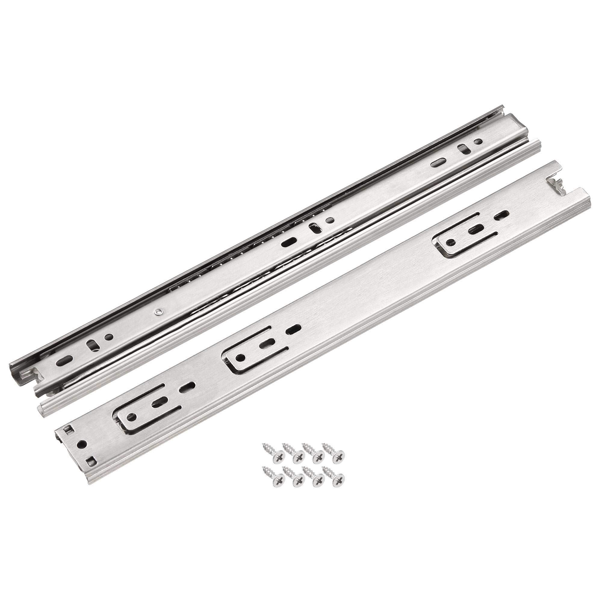 sourcing map 11.8Inch Drawer Slides, Full Extension Ball Bearing Slide Track Rail 35mm Wide 3 Sections 100lb Capacity Silver Tone, 1 Pair