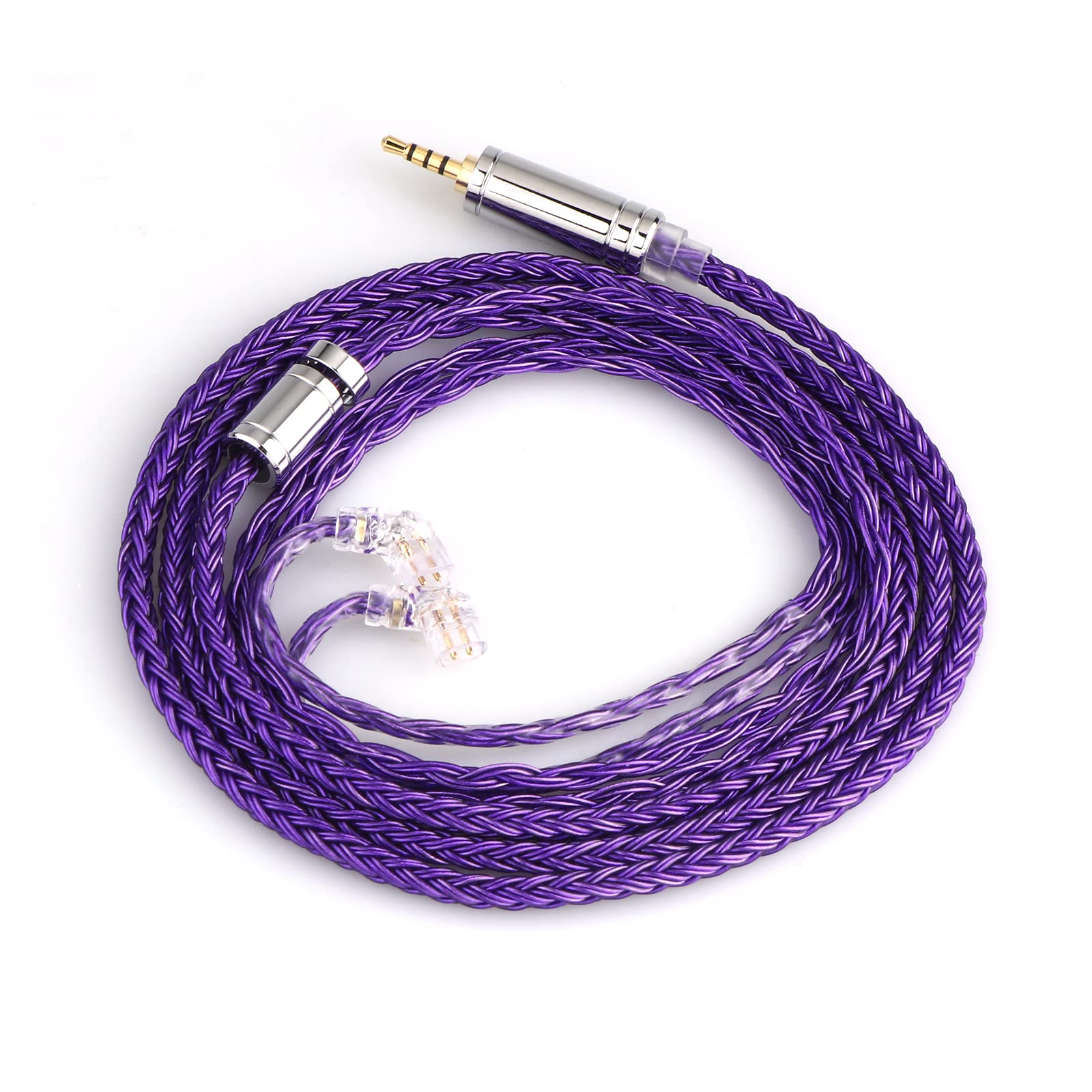Linsoul Tripowin Zonie IEM Cable, 16 Core Silver Plated Earphone Upgraded Cords, 1.25m SPC in Ear Monitor Cable for KZ ZS10 PRO 2 AS10 PRO Tangzu Wan’er SIMGOT EM6L(Recessed 2pin, 2.5mm) (Violet)