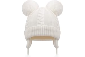 Duoyeree Toddler Winter Hat with Earflap Scarf Hood Thick Warm Kids Skull Cap for Baby Girls Boys