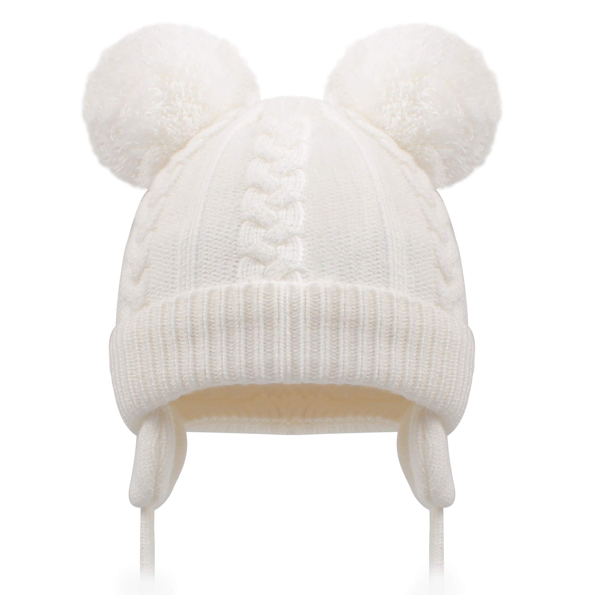 Duoyeree Toddler Winter Hat with Earflap Scarf Hood Thick Warm Kids Skull Cap for Baby Girls Boys