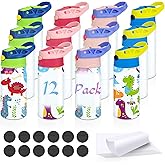 XccMe Kids Sublimation Tumbler,12 PACK 12oz Stainless Steel Sublimation Sippy Cup,Double Wall Insulated Kids Tumbler with Handle,Spill Proof lid,Shrink Films,Silicone Bottoms,for Water,Drinks