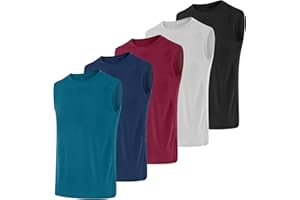 Poroka 5 Pack Boys UPF 50+ Tank Top Kids Sleeveless Dry Fit Active Shirt Youth Athletic Performance Undershirt