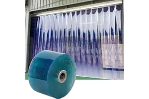 foriy PVC Strip Door Curtains, 164ft Length 7.1in Width Plastic Door Curtain Waterproof Vinyl Roll Tailorable Strip Curtain for Commercial Warehouse Garage Pet House (Transparent)