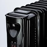 Status 9-Fin Oil Filled Radiator 2000W Electric Heater Thermostat Black Portable view 4