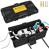 Medium Outdoor Electrical Box (10.3 x 5.9 x 3.7 in),IP54 Waterproof Extension Cord Connection Box with 6 Cable Entry Ports,Large Weatherproof Outlet Cover for Power Strip,Holiday Lights,Plug&Timer
