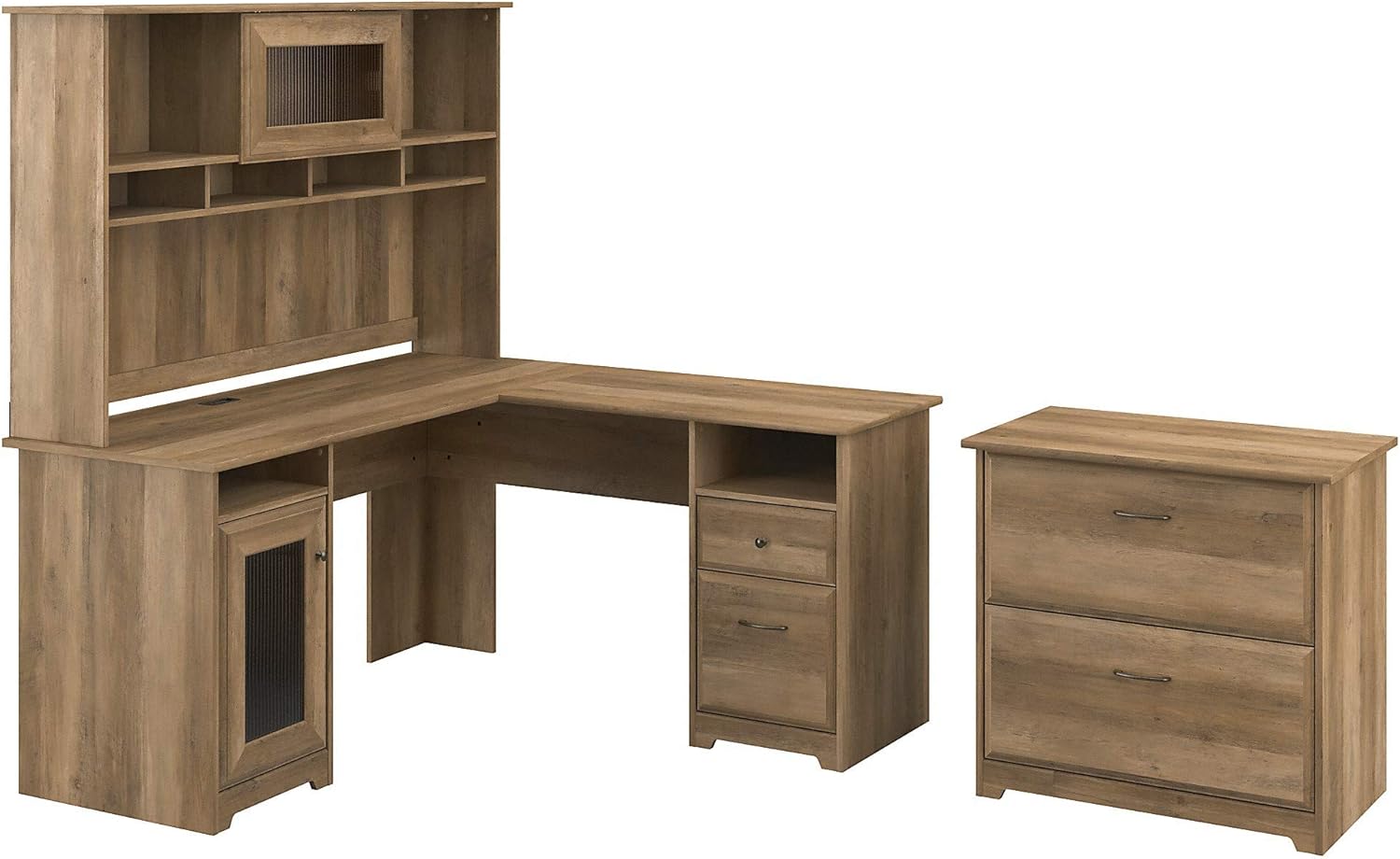 Bush Furniture Cabot L Shape Desk with Hutch and Lateral