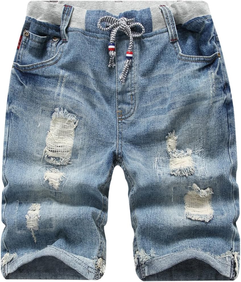 LOKTARCBoys' Ripped Frayed Pull-On Denim Shorts