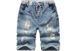 LOKTARC Boys' Ripped Frayed Pull-On Denim Shorts