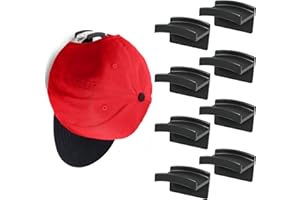 Modern JP Adhesive Hat Hooks for Wall (8-Pack) - Minimalist Hat Rack Design, No Drilling, Strong Hold Hat Hangers - USA Patented, Black