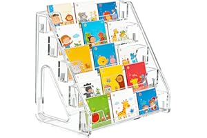 5-Tier Clear Acrylic Step Display Stand, Card Display Case & Card Stand, Multi-Purpose Desktop Organizer for Kids Books, Cosm