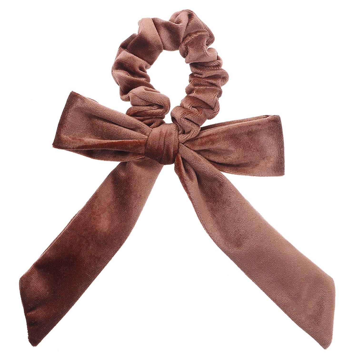 Velvet Scrunchies Elastic Hair Band Bow Hair Ropes Girls Hair Ties Women,I