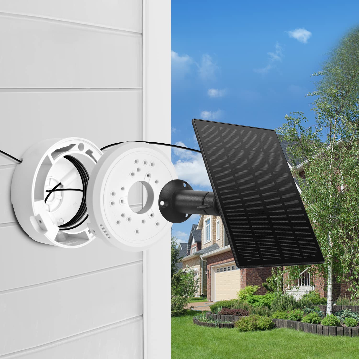 Universal Junction Box for Bullet Security Camera, Plastic Waterproof Junction Box Mount Bracket, Indoor/Outdoor Wall Ceiling Mount Hide Cable Junction Base Boxes for Arlo and Reolink Solar Panel
